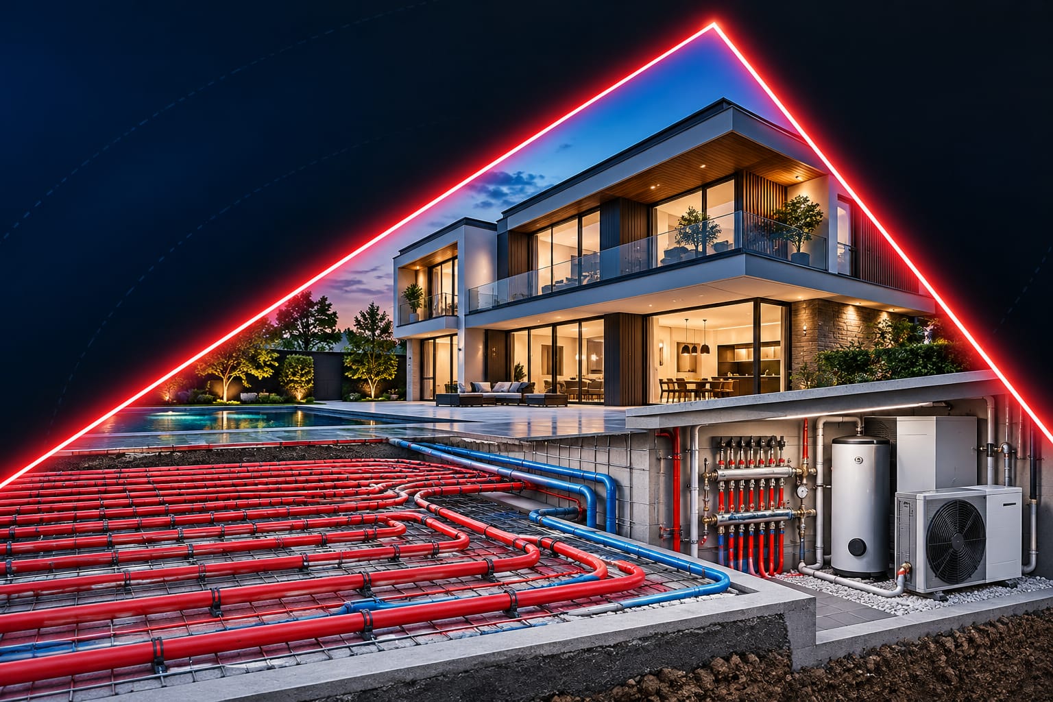 Villa yerden ısıtma sistemleri